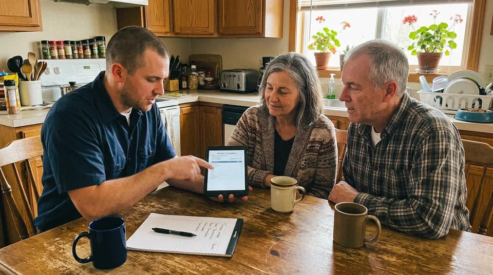 Contractor reviewing an estimate with homeowners