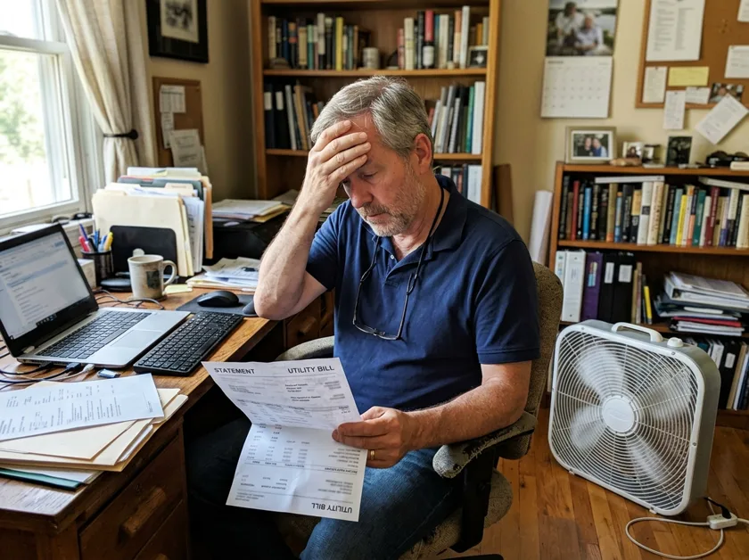 Homeowner reviewing a utility bill